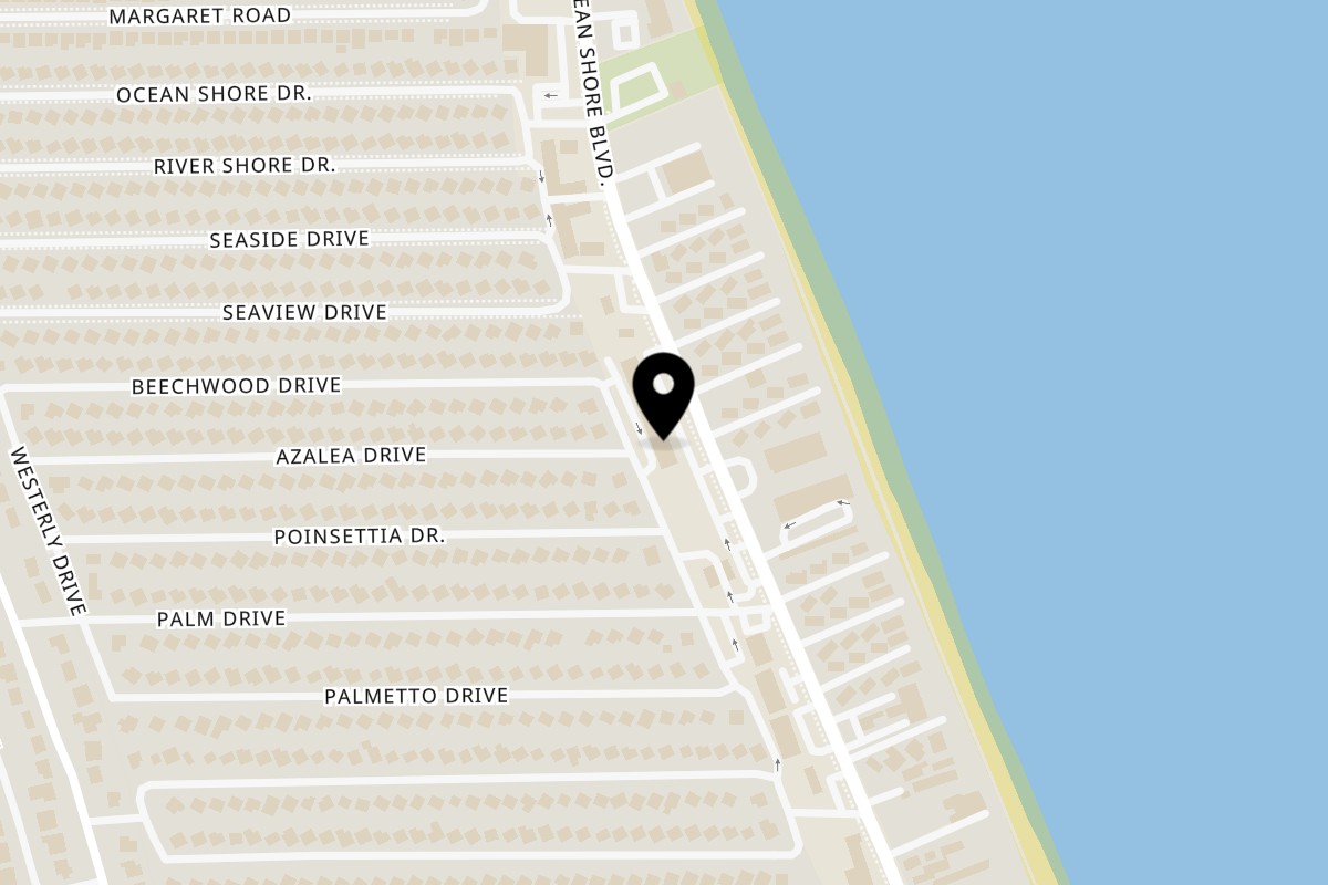 Map showing the location of Lennys Pizza on 1456 Ocean Shore Blvd in Ormond Beach